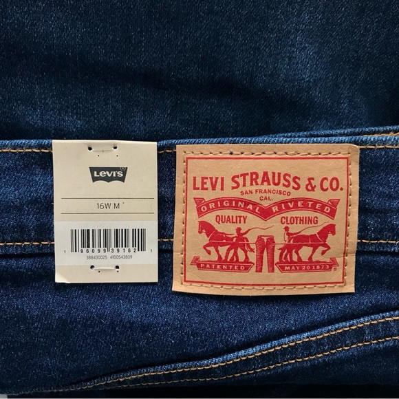 New! Levi’s Ribcage Straight Ankle Distressed Dark Wash Jeans, Plus Size 16W - Picture 8 of 16
